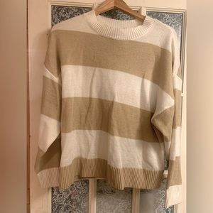 H&M size M cozy fall sweater striped white beige